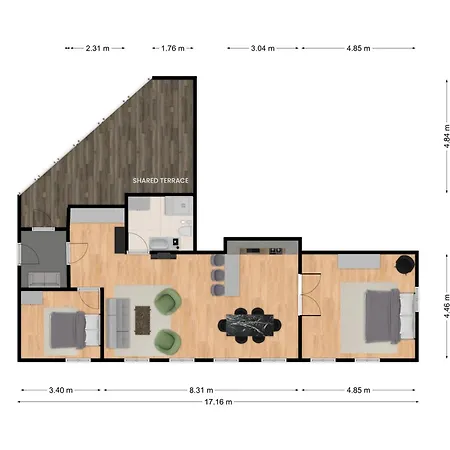 Sanders Leaves - Two-bedroom With Shared Roof-top Terrace Apartment